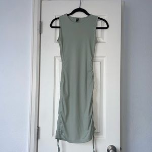 Shein Side Tie Ruched Dress Light Green